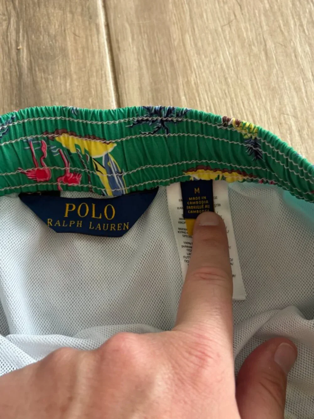 Polo Ralph Lauren Traveler Swim Trunks Men's Medium Green Flamingo Lined Summer